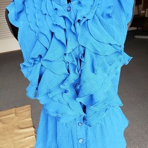 Blue Blouse with Frills